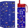 imageIRON FLASK Kids Water Bottle  Straw Lid 20 Name Stickers Vacuum Insulated Stainless Steel Double Walled Tumbler Travel Cup Thermos Mug  Rainbow Hearts 10 OzConstruction Zone