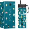 imageIRON FLASK Kids Water Bottle  Straw Lid 20 Name Stickers Vacuum Insulated Stainless Steel Double Walled Tumbler Travel Cup Thermos Mug  Rainbow Hearts 10 OzMonsters Crew