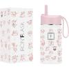 imageIRON FLASK Kids Water Bottle  Straw Lid 20 Name Stickers Vacuum Insulated Stainless Steel Double Walled Tumbler Travel Cup Thermos Mug  Rainbow Hearts 10 OzPiggy Time