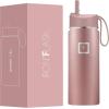 imageIRON FLASK Kids Water Bottle  Straw Lid 20 Name Stickers Vacuum Insulated Stainless Steel Double Walled Tumbler Travel Cup Thermos Mug  Rainbow Hearts 10 OzRose Gold