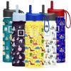 imageIRON FLASK Kids Water Bottle  Straw Lid 20 Name Stickers Vacuum Insulated Stainless Steel Double Walled Tumbler Travel Cup Thermos Mug  Rainbow Hearts 10 OzDino Mates
