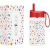 imageIRON FLASK Kids Water Bottle  Straw Lid 20 Name Stickers Vacuum Insulated Stainless Steel Double Walled Tumbler Travel Cup Thermos Mug  Rainbow Hearts 10 OzRainbow Hearts