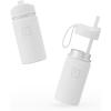 imageIRON FLASK Kids Water Bottle  Straw Lid 20 Name Stickers Vacuum Insulated Stainless Steel Double Walled Tumbler Travel Cup Thermos Mug  Rainbow Hearts 10 OzWinter White
