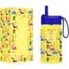 imageIRON FLASK Kids Water Bottle  Straw Lid 20 Name Stickers Vacuum Insulated Stainless Steel Double Walled Tumbler Travel Cup Thermos Mug  Rainbow Hearts 10 OzDino Mates
