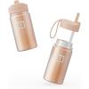 imageIRON FLASK Kids Water Bottle  Straw Lid 20 Name Stickers Vacuum Insulated Stainless Steel Double Walled Tumbler Travel Cup Thermos Mug  Rainbow Hearts 10 OzRose Gold