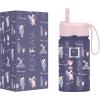 imageIRON FLASK Kids Water Bottle  Straw Lid 20 Name Stickers Vacuum Insulated Stainless Steel Double Walled Tumbler Travel Cup Thermos Mug  Rainbow Hearts 10 OzFiesta