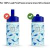 imageIRON FLASK Kids Water Bottle  Straw Lid 20 Name Stickers Vacuum Insulated Stainless Steel Double Walled Tumbler Travel Cup Thermos Mug  Rainbow Hearts 10 OzDark Blue
