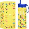 imageIRON FLASK Kids Water Bottle  Straw Lid 20 Name Stickers Vacuum Insulated Stainless Steel Double Walled Tumbler Travel Cup Thermos Mug  Rainbow Hearts 10 OzDino Mates