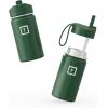 imageIRON FLASK Kids Water Bottle  Straw Lid 20 Name Stickers Vacuum Insulated Stainless Steel Double Walled Tumbler Travel Cup Thermos Mug  Rainbow Hearts 10 OzDark Pine