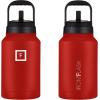 imageIRON FLASK Sports Water Bottle  Gallon Series  2 Lids Straw and Spout Leak Proof Vacuum Insulated Stainless Steel Double Walled Thermo Mug Metal Canteen Jug Growler  Blue Waves 128 OzFire Red
