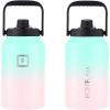 imageIRON FLASK Sports Water Bottle  Gallon Series  2 Lids Straw and Spout Leak Proof Vacuum Insulated Stainless Steel Double Walled Thermo Mug Metal Canteen Jug Growler  Blue Waves 128 OzBubble Gum