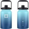 imageIRON FLASK Sports Water Bottle  Gallon Series  2 Lids Straw and Spout Leak Proof Vacuum Insulated Stainless Steel Double Walled Thermo Mug Metal Canteen Jug Growler  Blue Waves 128 OzBlue Waves