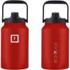 imageIRON FLASK Sports Water Bottle  Gallon Series  2 Lids Straw and Spout Leak Proof Vacuum Insulated Stainless Steel Double Walled Thermo Mug Metal Canteen Jug Growler  Blue Waves 128 OzFire Red