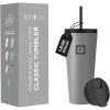 imageIRON FLASK Classic Tumbler 202 Lids Straw Flip Vacuum Insulated Stainless Steel Water Bottle Double Walled Drinking cup Thermos Travel Mug  Aura 32 OzGraphite Slate