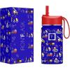 imageIRON FLASK Kids Water Bottle  Straw Lid 20 Name Stickers Vacuum Insulated Stainless Steel Double Walled Tumbler Travel Cup Thermos Mug  Rainbow Hearts 10 OzDark Blue