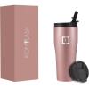 imageIRON FLASK Rover Tumbler 202 Lids Vacuum Insulated Stainless Steel Bottle Double Walled Drinking Cup  Thermos Travel Mug  Midnight Black 20 OzRose Gold