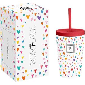 imageIRON FLASK 12oz Kids Tumblers with Lids ampamp Straws Cup Double Walled Vacuum Insulated Stainless Steel Cups for Hot ampamp Cold Drinks  NonSlip Splash ampamp Spill Proof  Magic MermaidsRainbow Hearts
