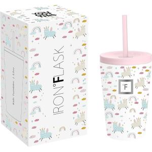 imageIRON FLASK 12oz Kids Tumblers with Lids ampamp Straws Cup Double Walled Vacuum Insulated Stainless Steel Cups for Hot ampamp Cold Drinks  NonSlip Splash ampamp Spill Proof  Magic MermaidsLama Rainbows