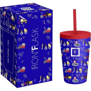 imageIRON FLASK 12oz Kids Tumblers with Lids ampamp Straws Cup Double Walled Vacuum Insulated Stainless Steel Cups for Hot ampamp Cold Drinks  NonSlip Splash ampamp Spill Proof  Magic MermaidsConstruction Zone