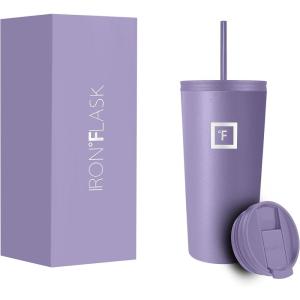 imageIRON FLASK Classic Tumbler 202 Lids Straw Flip Vacuum Insulated Stainless Steel Water Bottle Double Walled Drinking cup Thermos Travel Mug  Aura 32 OzLavender