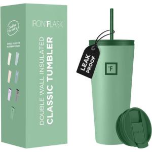 imageIRON FLASK Classic Tumbler 202 Lids Straw Flip Vacuum Insulated Stainless Steel Water Bottle Double Walled Drinking cup Thermos Travel Mug  Aura 32 OzSage Grove
