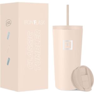 imageIRON FLASK Classic Tumbler 202 Lids Straw Flip Vacuum Insulated Stainless Steel Water Bottle Double Walled Drinking cup Thermos Travel Mug  Aura 32 OzSand