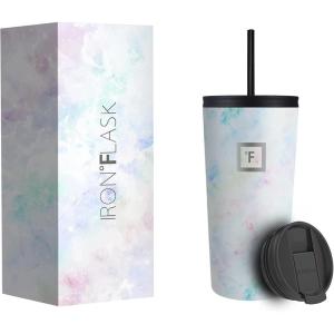 imageIRON FLASK Classic Tumbler 202 Lids Straw Flip Vacuum Insulated Stainless Steel Water Bottle Double Walled Drinking cup Thermos Travel Mug  Aura 32 OzPearl