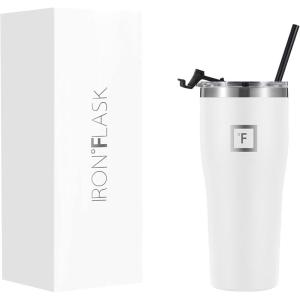 imageIRON FLASK Classic Tumbler 202 Lids Straw Flip Vacuum Insulated Stainless Steel Water Bottle Double Walled Drinking cup Thermos Travel Mug  Aura 32 OzWinter White