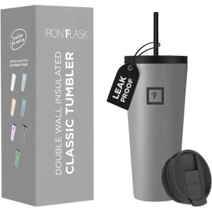 imageIRON FLASK Classic Tumbler 202 Lids Straw Flip Vacuum Insulated Stainless Steel Water Bottle Double Walled Drinking cup Thermos Travel Mug  Aura 32 OzGraphite Slate