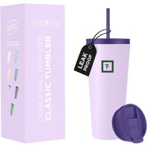 imageIRON FLASK Classic Tumbler 202 Lids Straw Flip Vacuum Insulated Stainless Steel Water Bottle Double Walled Drinking cup Thermos Travel Mug  Aura 32 OzLavender Bliss