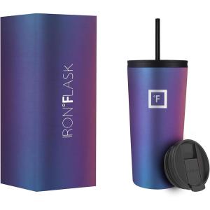 imageIRON FLASK Classic Tumbler 202 Lids Straw Flip Vacuum Insulated Stainless Steel Water Bottle Double Walled Drinking cup Thermos Travel Mug  Aura 32 OzAurora