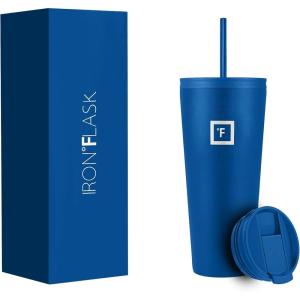 imageIRON FLASK Classic Tumbler 202 Lids Straw Flip Vacuum Insulated Stainless Steel Water Bottle Double Walled Drinking cup Thermos Travel Mug  Aura 32 OzCobalt