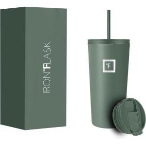 imageIRON FLASK Classic Tumbler 202 Lids Straw Flip Vacuum Insulated Stainless Steel Water Bottle Double Walled Drinking cup Thermos Travel Mug  Aura 32 OzSage