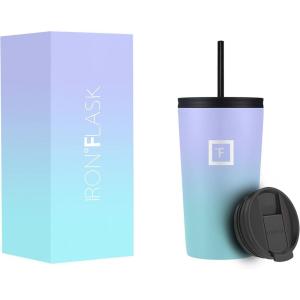 imageIRON FLASK Classic Tumbler 202 Lids Straw Flip Vacuum Insulated Stainless Steel Water Bottle Double Walled Drinking cup Thermos Travel Mug  Aura 32 OzCotton Candy