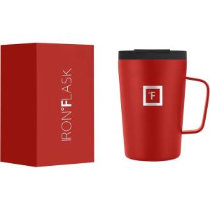 imageIRON FLASK Grip Coffee Mug 2012 Oz Leak Proof Vacuum Insulated Stainless Steel Bottle Double Walled Thermo Travel Hot Cold Water Metal Canteen  Fire Red
