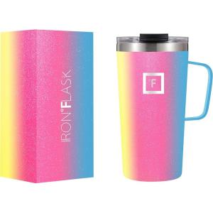 imageIRON FLASK Grip Novelty Coffee Mug  Leak Proof Vacuum Insulated Stainless Steel Bottle Double Walled Thermo Travel Hot Cold Water Metal Canteen  Rose Gold 12 Oz  Classic BottomRainbow