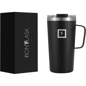 imageIRON FLASK Grip Novelty Coffee Mug  Leak Proof Vacuum Insulated Stainless Steel Bottle Double Walled Thermo Travel Hot Cold Water Metal Canteen  Rose Gold 12 Oz  Classic BottomMidnight Black