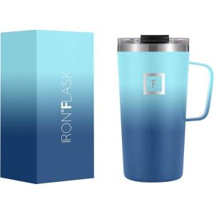 imageIRON FLASK Grip Novelty Coffee Mug  Leak Proof Vacuum Insulated Stainless Steel Bottle Double Walled Thermo Travel Hot Cold Water Metal Canteen  Rose Gold 12 Oz  Classic BottomBlue Waves