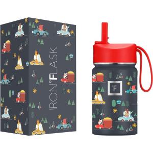 imageIRON FLASK Kids Water Bottle  Straw Lid 20 Name Stickers Vacuum Insulated Stainless Steel Double Walled Tumbler Travel Cup Thermos Mug  Rainbow Hearts 10 OzRoadtrip