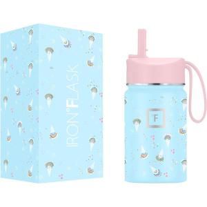 imageIRON FLASK Kids Water Bottle  Straw Lid 20 Name Stickers Vacuum Insulated Stainless Steel Double Walled Tumbler Travel Cup Thermos Mug  Rainbow Hearts 10 OzGelato
