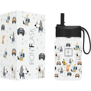 imageIRON FLASK Kids Water Bottle  Straw Lid 20 Name Stickers Vacuum Insulated Stainless Steel Double Walled Tumbler Travel Cup Thermos Mug  Rainbow Hearts 10 OzPuppy Land