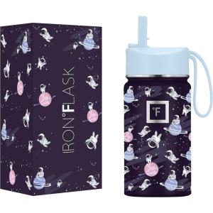 imageIRON FLASK Kids Water Bottle  Straw Lid 20 Name Stickers Vacuum Insulated Stainless Steel Double Walled Tumbler Travel Cup Thermos Mug  Rainbow Hearts 10 OzSpace Heroes