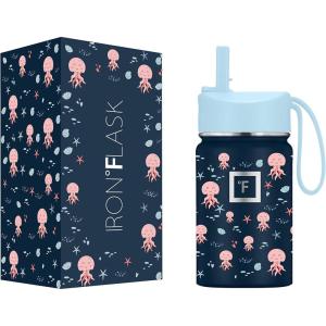 imageIRON FLASK Kids Water Bottle  Straw Lid 20 Name Stickers Vacuum Insulated Stainless Steel Double Walled Tumbler Travel Cup Thermos Mug  Rainbow Hearts 10 OzInkredible Octopus