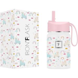 imageIRON FLASK Kids Water Bottle  Straw Lid 20 Name Stickers Vacuum Insulated Stainless Steel Double Walled Tumbler Travel Cup Thermos Mug  Rainbow Hearts 10 OzLama Rainbows