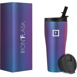 imageIRON FLASK Rover Tumbler 202 Lids Vacuum Insulated Stainless Steel Bottle Double Walled Drinking Cup  Thermos Travel Mug  Midnight Black 20 OzAurora