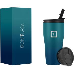 imageIRON FLASK Rover Tumbler 202 Lids Vacuum Insulated Stainless Steel Bottle Double Walled Drinking Cup  Thermos Travel Mug  Midnight Black 20 OzDark Night