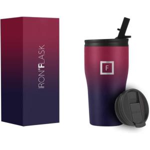 imageIRON FLASK Rover Tumbler 202 Lids Vacuum Insulated Stainless Steel Bottle Double Walled Drinking Cup  Thermos Travel Mug  Midnight Black 20 OzDark Rainbow