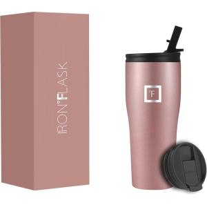 imageIRON FLASK Rover Tumbler 202 Lids Vacuum Insulated Stainless Steel Bottle Double Walled Drinking Cup  Thermos Travel Mug  Midnight Black 20 OzRose Gold