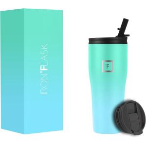 imageIRON FLASK Rover Tumbler 202 Lids Vacuum Insulated Stainless Steel Bottle Double Walled Drinking Cup  Thermos Travel Mug  Midnight Black 20 OzSky