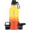 imageIRON FLASK Camping ampamp Hiking Hydration Canteens  3 Lids Narrow Spout Lid Leak Proof Vacuum Insulated Stainless Steel  Hot ampamp Cold Double Walled Sports Water Bottle  Day ampamp Night 64 OzFire